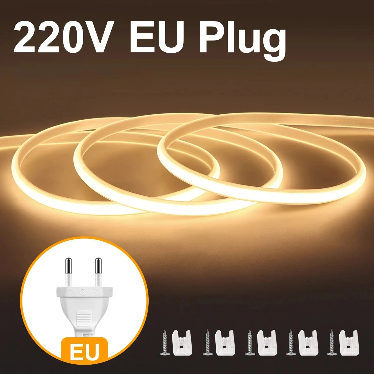 35M 30M 10M 5M 3M 110V 220V Super Helle COB LED Streifen mit Schalter FOB LED Band Band EU UNS Stecker Neon Lichter Für Outdoor Garten