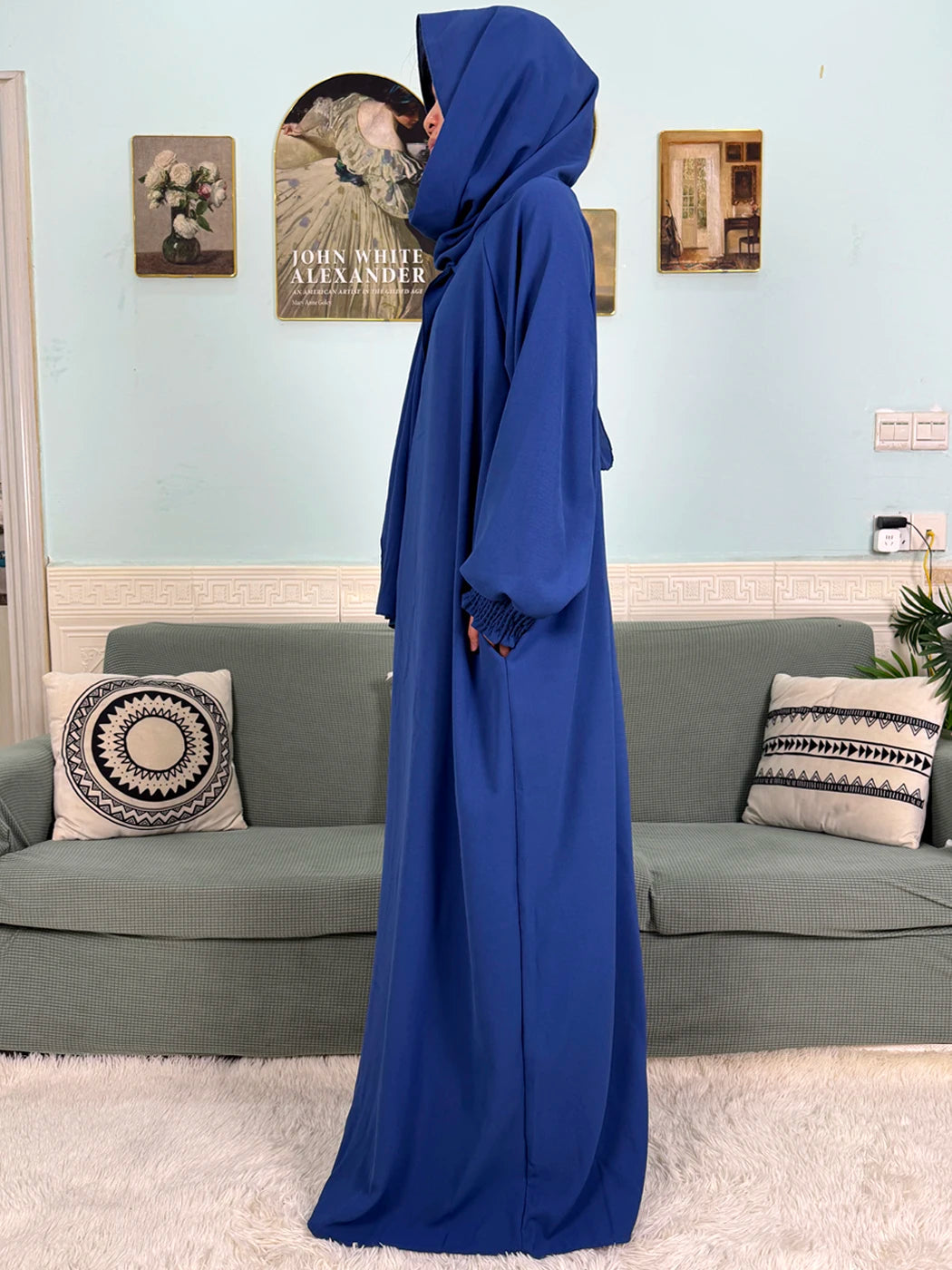 Muslim Abaya Ramadan 2025 For Women Pure Cotton Loose Prayer Femme Robe Elastic Cuffs African Dress With Connected Hijabs Scarf