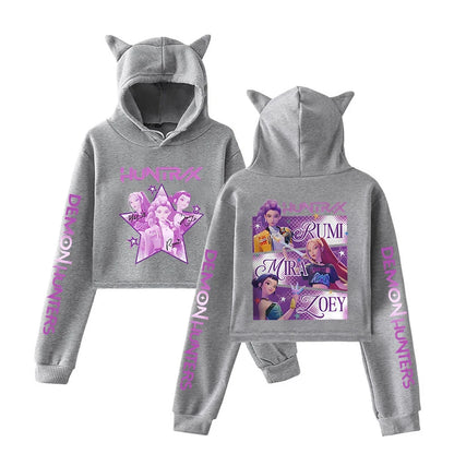 Kpop Demon Hunters Fanmerch Mira Rumi Zoey Huntrix 2025 New Hoodie Cat Ears Sweatshirt Long Sleeve Girls Women Fashion Cute tops.