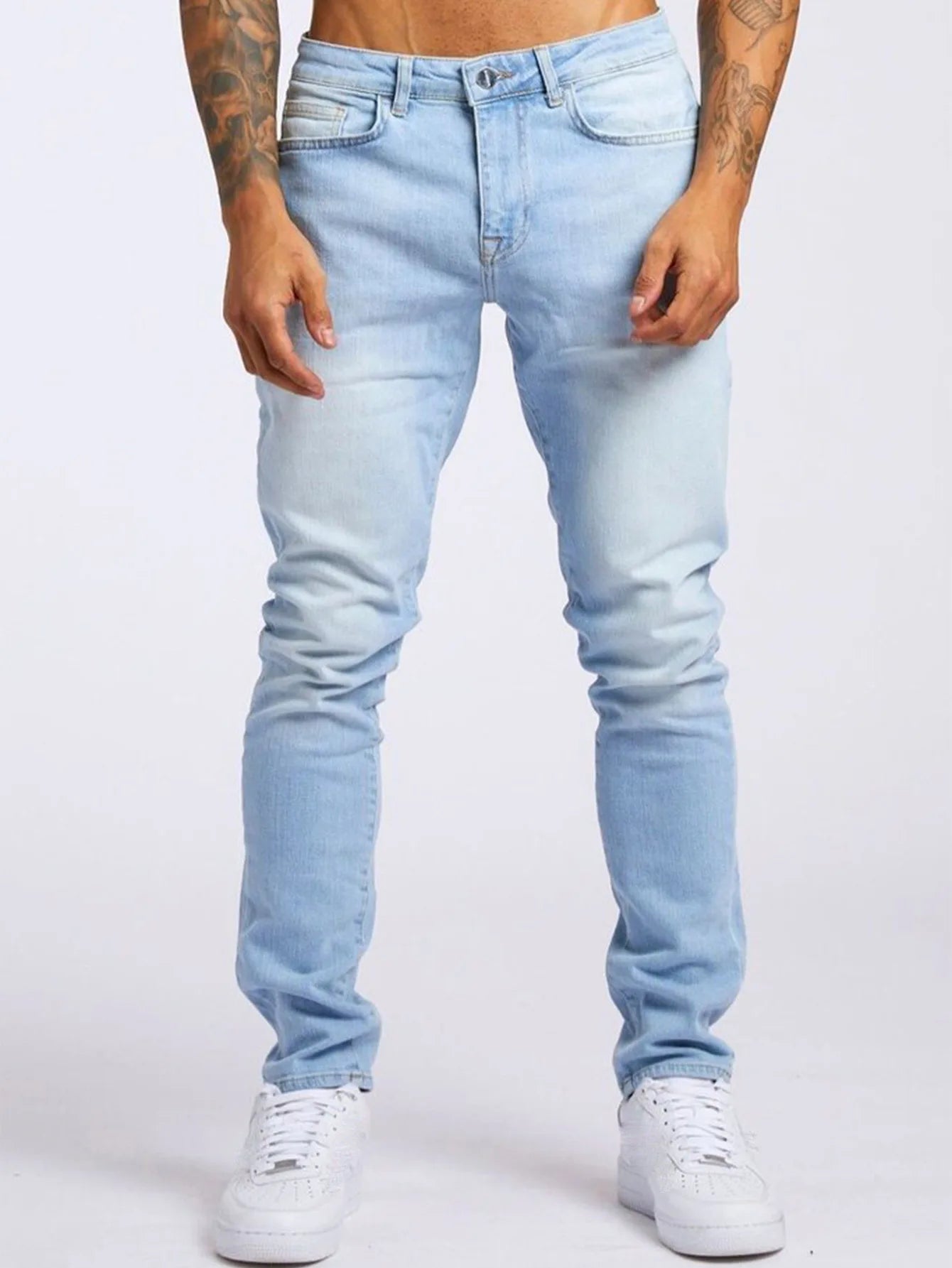 New Style of Denim Men's Jeans Cross-border Ins Trendy Black Slim High Waist Denim Pants Men