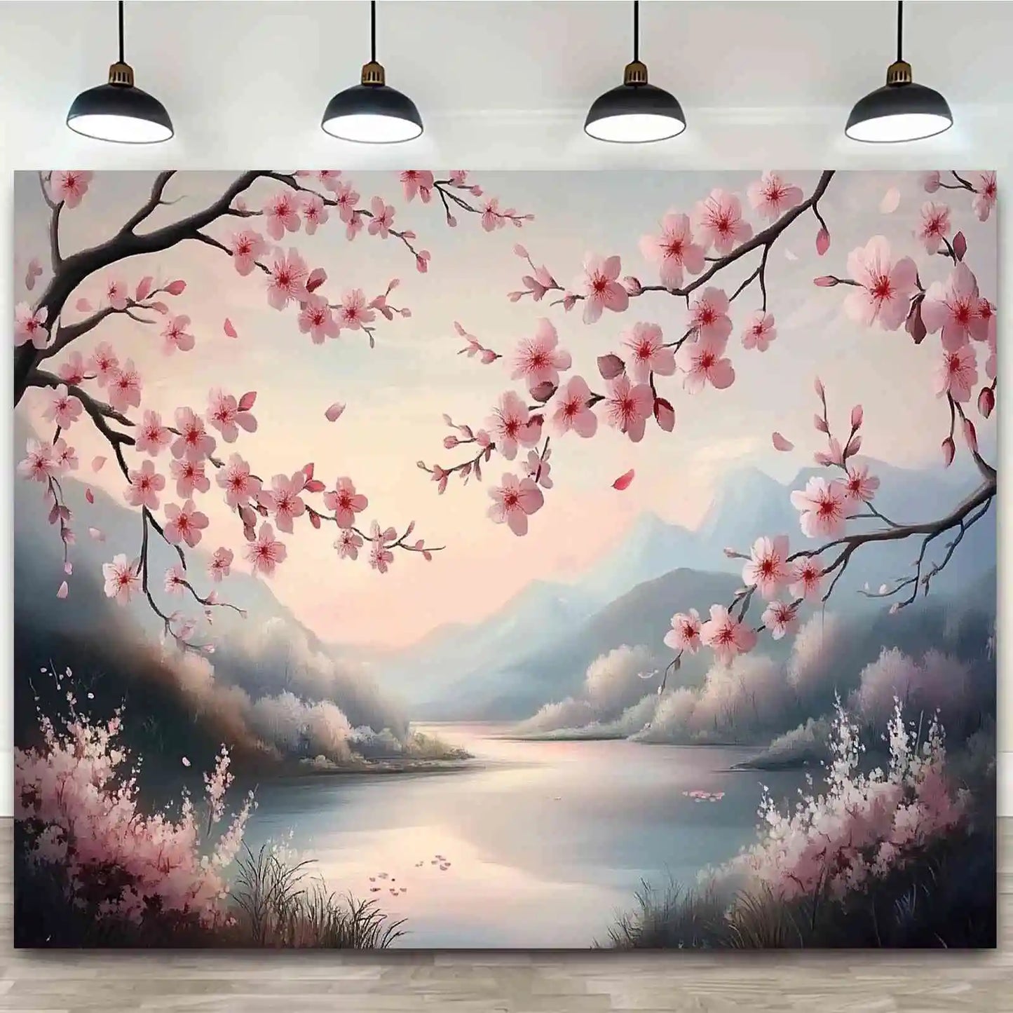 1 piece Sakura Japanese garden tapestry, polyester fabric, machine washable, suitable for bedroom living room decoration.