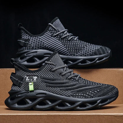 YRZL Männer Sport Laufen Schwarz Jogging Schuhe Casual Turnschuhe Outdoor Atmungsaktive Mesh Frauen Licht Stoßdämpfung Schwarz Tennis