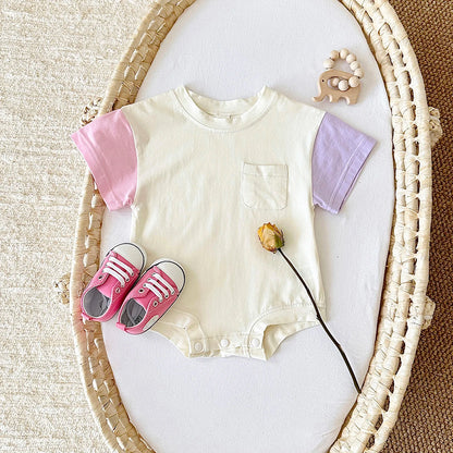 Sommer Baby kleidung Stram pler kurz ärmel ige Dreieck Bodysuit Baumwolle Kinder kleidung Neugeborene Jungen Mädchen Tasche Overall 0-18m.