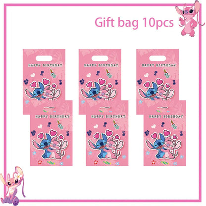 Disney Rosa Stich Geburtstag Party Dekorationen Geschirr Set Tischdecke Hintergrund Banner Für Kinder Geburtstag Dekorationen Lieferungen