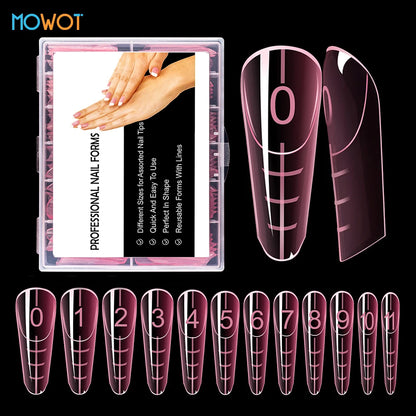MOWOT 120pcs New French Nail Dual Forms with Rim Inside Quick Building Gel Mold Full Cover Extension Top False Tips Nail Forms.