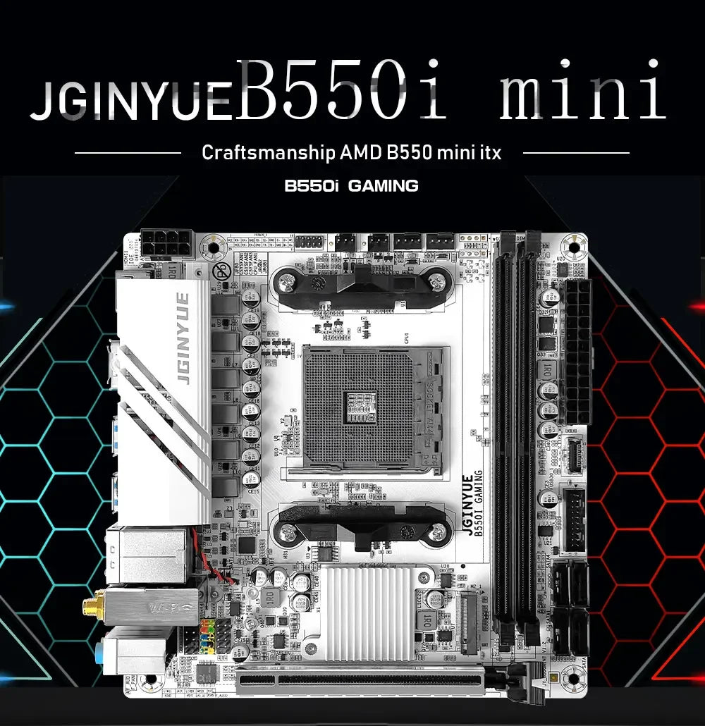 JGINYUE AMD B550 AM4 mini ITX Motherboard supports Ryzen R5 4000/5000 series processors DDR4 RAM PCI-E 4.0 B550i GAMING.