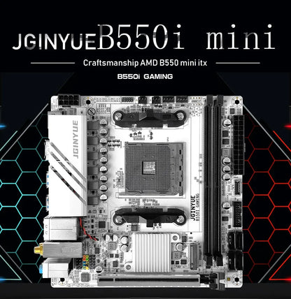JGINYUE AMD B550 AM4 mini ITX Motherboard supports Ryzen R5 4000/5000 series processors DDR4 RAM PCI-E 4.0 B550i GAMING.