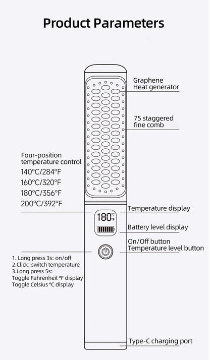 Electric Hot Comb Multi-function Wireless Hair Straightening Comb Negative Ion Anti Hot Styling Tool Hair Straightening Brush