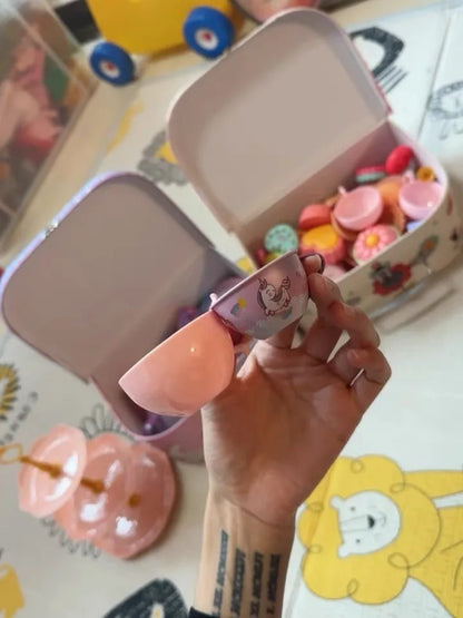 Kids Tea Party Set For Little Girls Mermaid Gift Pretend Toy Tin Tea Set Princess Tea Time Kitchen Pretend Play Tea Set Gift