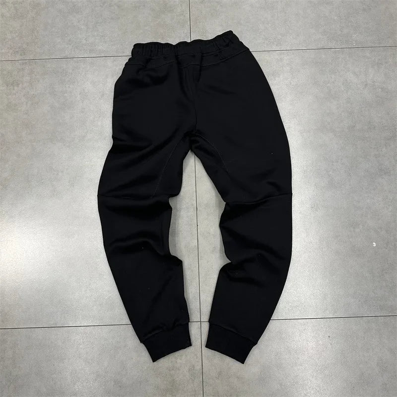 Casual Embroidered Fleece Lined Open Cardigan Hooded Zipper Pants Set for Men And Women Color Block Design by Syna.