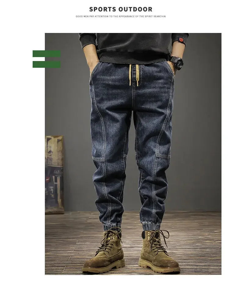 Autumn Winter Men's Trendy Loose-fit Jeans Casual Harem Trousers Long Pants Comfortable Working Clothes.