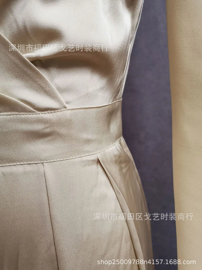 Europe Jumpsuits Straight Strap Spring and Summer Jumpsuit Women Elegance Female Macacão Feminino