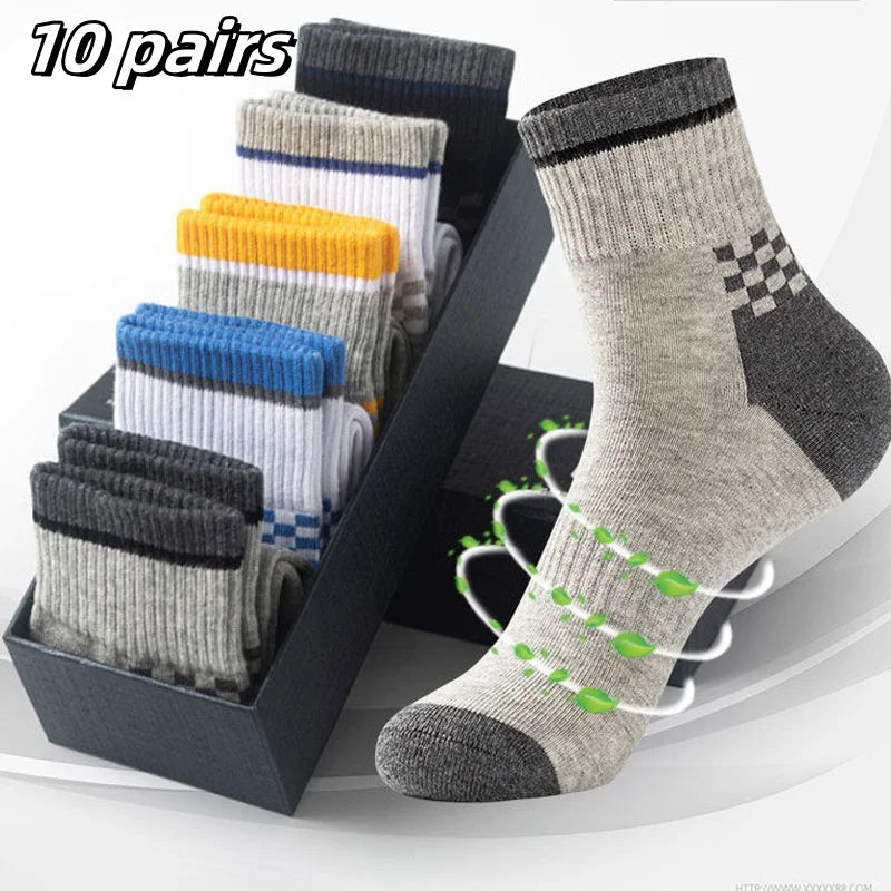 10/5/3MEN'S Mid-calf Socks Cotton Socks for All Seasons, Solid Colour and Versatile