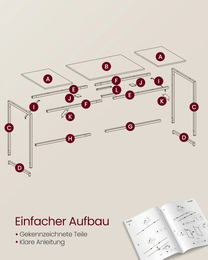 VASAGLE Schreibtisch,  Computertisch, Bürotisch, für Arbeitszimmer, Schlafzimmer, 50 x 100 x 75 cm, Industrie-Design