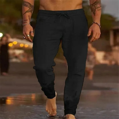 Männer Strand Hosen Jogger Streetwear Baumwolle Leinen Jogginghose Casual Hosen Hawaiian Urlaub Lose Sommer Gerade Hosen Männlich