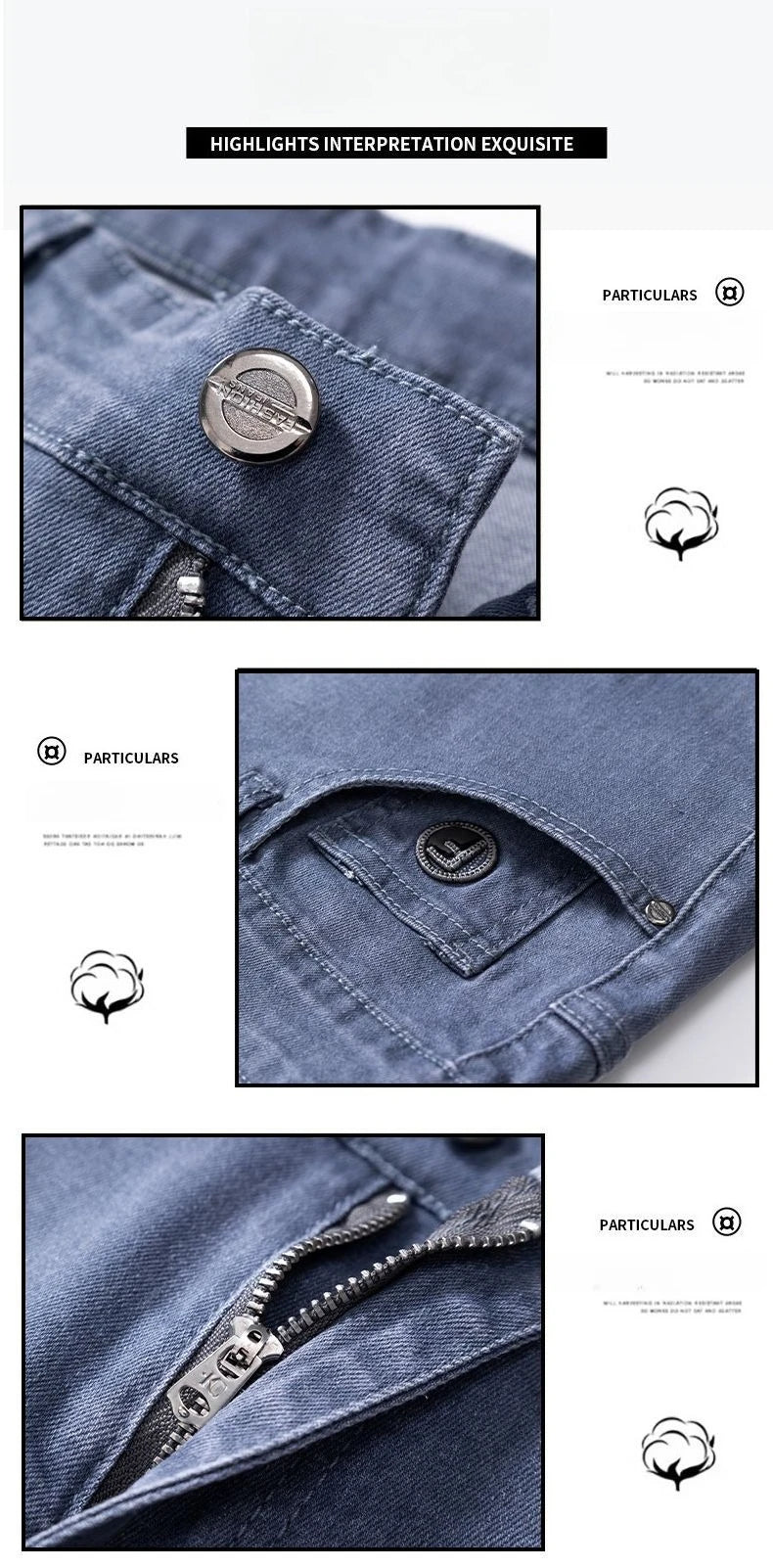 Male Brand Jeans Clothing Light Luxury Stretch Looes Fit Pants Comfortable Soft Business Fashion Straight Casual Denim Trousers.