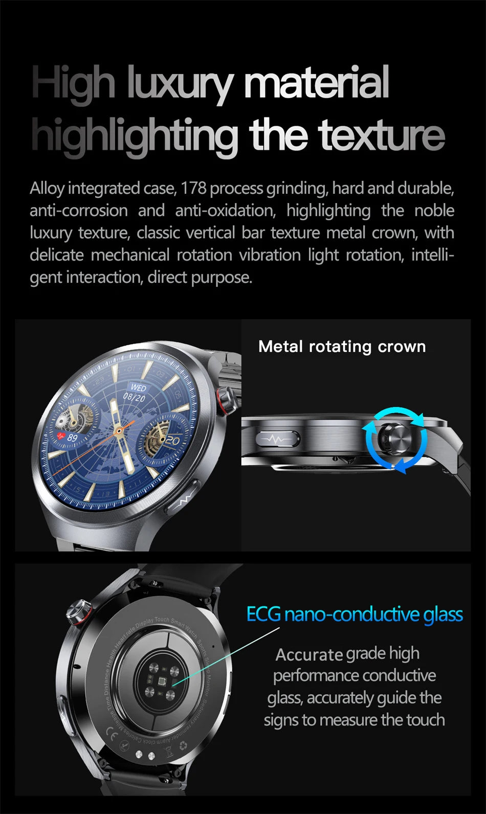 2025 New For HUAWEI Uric Acid Blood Pressure Blood oxygen Body Analysis Smart Watch ECG+PPG Clock Bluetooth call Smart watch Men.