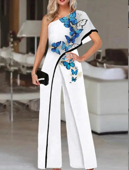 Fashionable Printed Pattern Wide Leg Pants Jumpsuit Independent Station Cross Border Spring Summer Women's Clothing