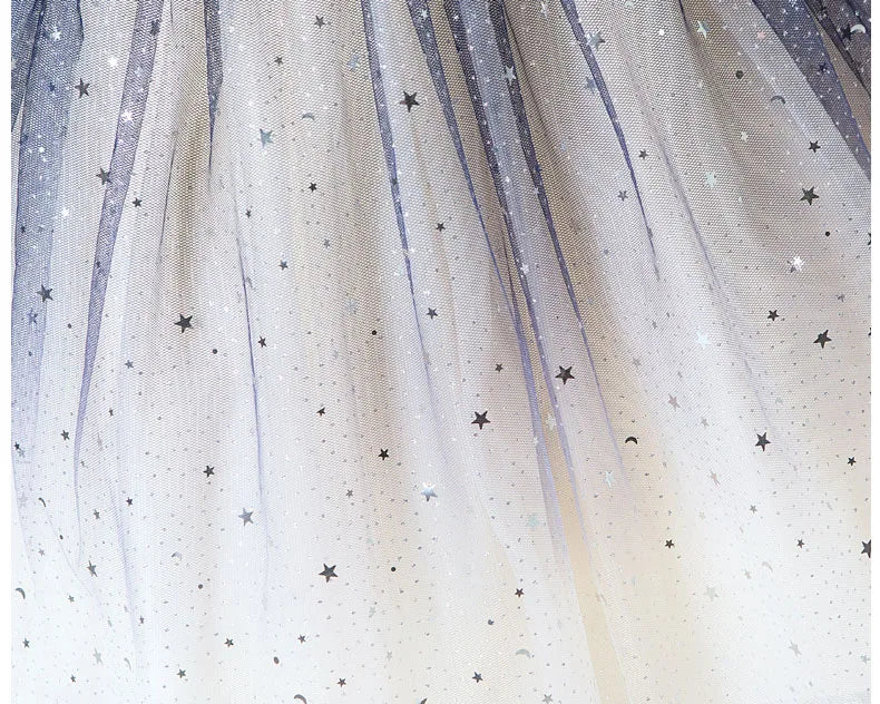 Elegantes Kleid für junge Mädchen Abendkleider Kinder Klavier Leistung lange Kleidung Galaxie Stern 4 bis 10 12 Jahre.