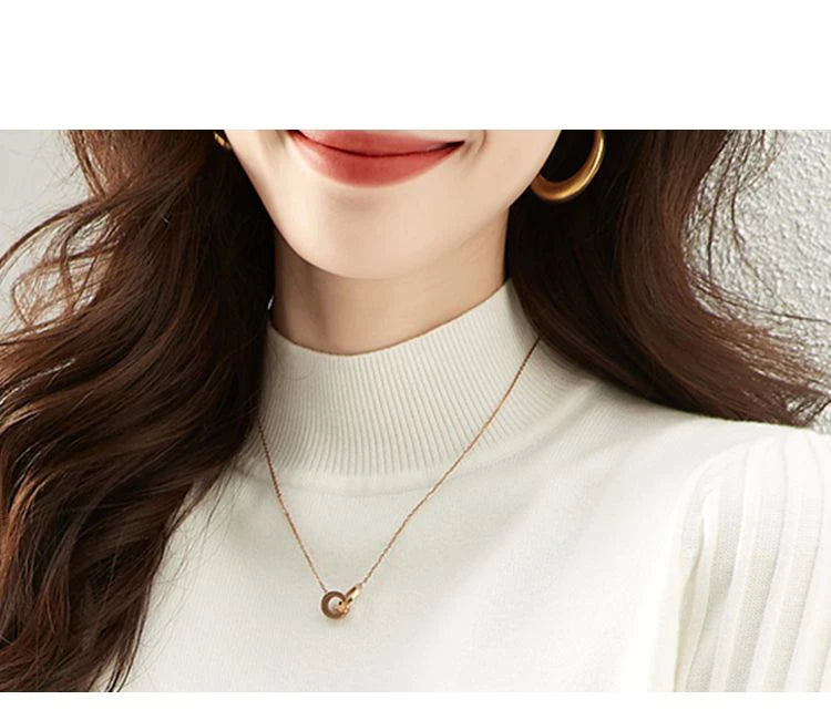 Women Half High Collar Base Sweater Autumn And Winter Casual Solid Knitted Tops Pit Stripe Long Sleeved Pullover Sweaters.