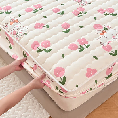 Quilted Mattress Cover For Kids Single/Double Size Rabbit Printing cubre colchón 200X220cm Anti-Mite 매트리스커버 Queen/King Size 매트리스.