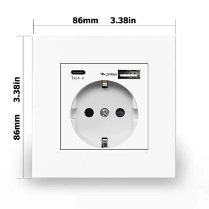Eiomr eu standard steckdose, einfach und doppelt 220v 16a weiß schwarz pc panel eu steckdose, wand usb typ c stecker steckdose für zu hause.