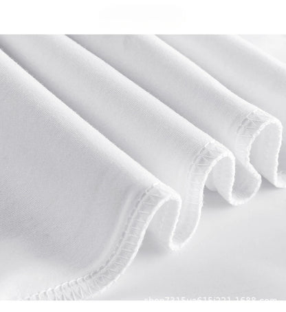 Beige 300g Heavyweight Cotton Short Sleeved T-shirt Summer Round Neck Loose and Base Shirt for Men Women Basic Tee.