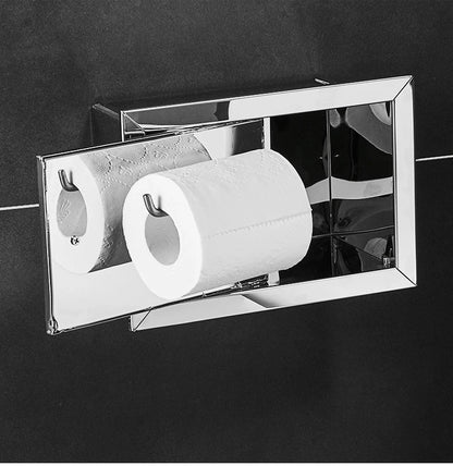 Einbau-Toilettenpapierrollenhalter in Mattschwarz, Aufbewahrungsbox für Seidenpapier aus Edelstahl für Badezimmer, Küche