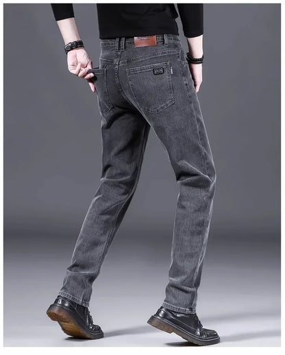 High-End Fashionable Men's Straight Leg Casual Jeans Trendy Loose Fit Autumn Winter New Arrival Versatile Long Trousers.