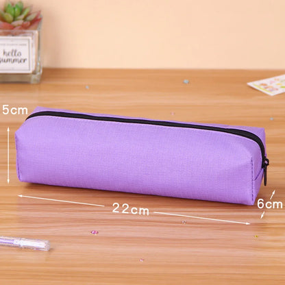 Solid Color Pencil Case Simple Pencil Bags For Student New Stationery School Supplies Kids Gift Zipper Big Cosmetic Bag.