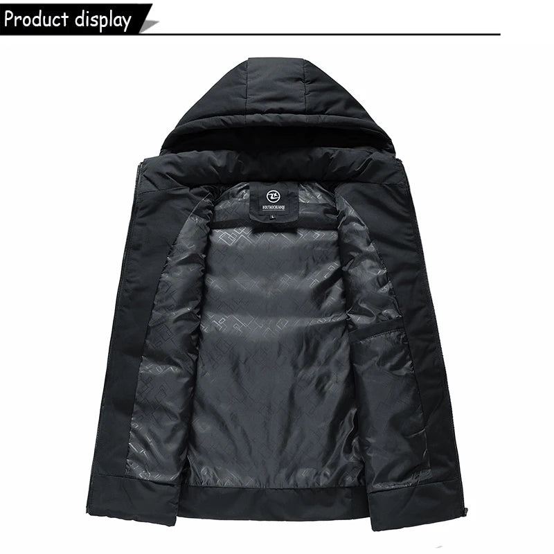 Men Autumn Sleeveless Outdoors Casual Solid Warm Vest Men Winter Detachable Hooded Fleece Pocket Zipper Fashion Vest Male Coat.