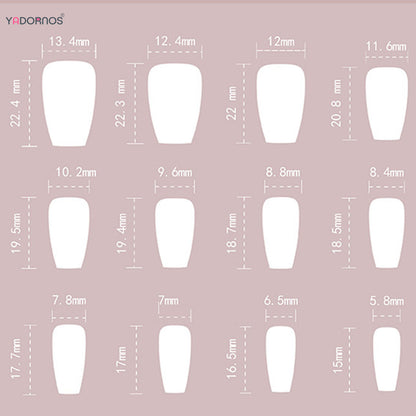 Red Black Gradient Press on Nails Medium Length Coffin Fake Nails with Sticky Tabs Ballerina False Nails Tips for Women 24Pcs.