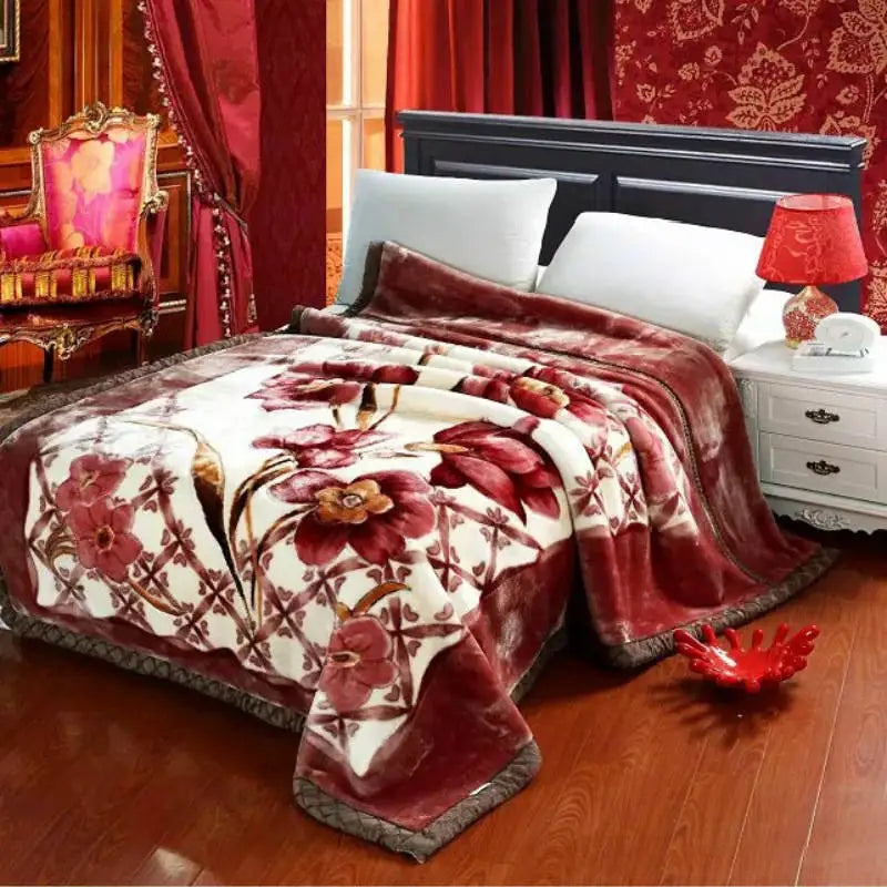 2-6 Kilograms Thick Warm Fluffy Super Soft Raschel Blankets Double Layer Winter Mink Throw Fat Quilts Single Double Size Blanket.