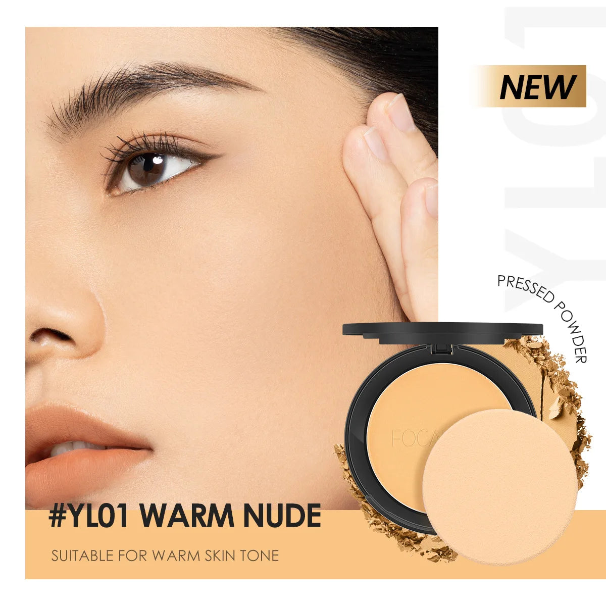 FOCALLURE 3 Colors Make Up Face Powder Brighten Oil-control Nude Makeup Pressed Powder Foundation Makeup Base Cosmetics.
