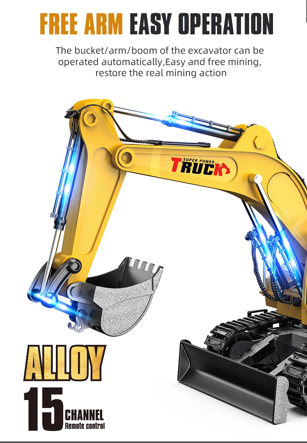 Alloy Rc Excavator Truck Toy Kids Remote Control Engineering Trucks Electric Vehicle Machine Games for Kids Boys Birthday Gifts.
