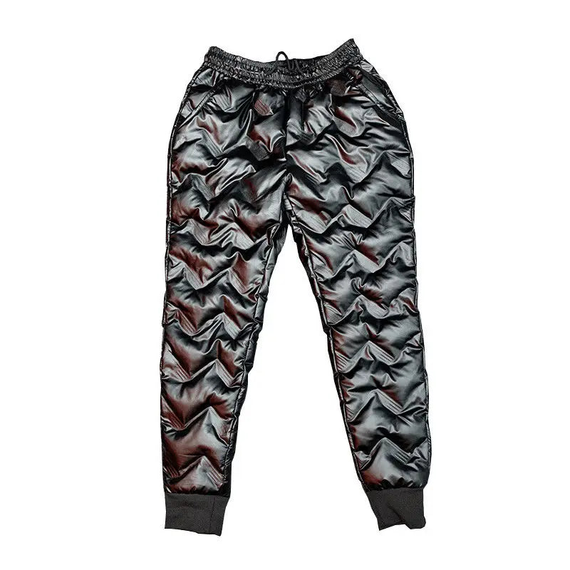 2022 New Men Shiny Winter Down Pant Thick Warm Sweatpants Casual Trousers Slim Outdoor Windproof Waterproof Cotton Pants.