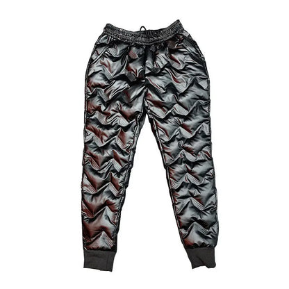 2022 New Men Shiny Winter Down Pant Thick Warm Sweatpants Casual Trousers Slim Outdoor Windproof Waterproof Cotton Pants.
