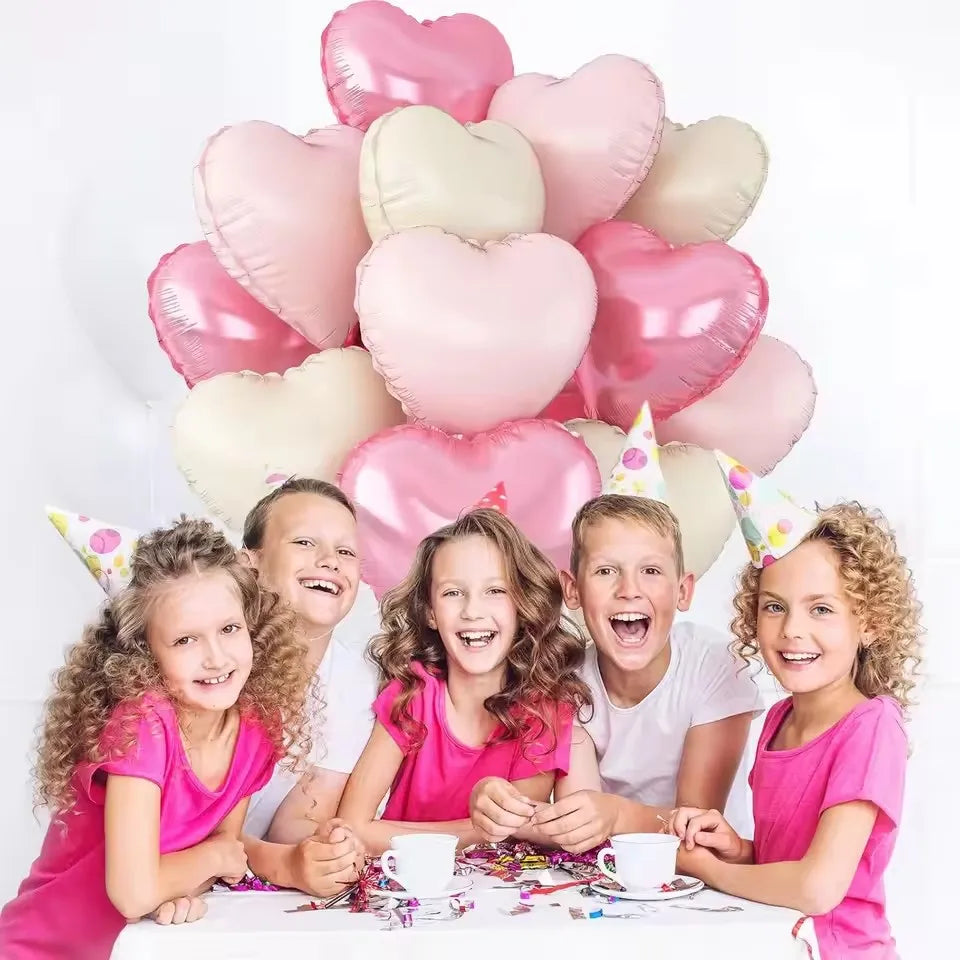 12 Stück babyrosa cremeweiße herzförmige Folienballons 18 Zoll Herzballon für Geburtstag, Jahrestag, Hochzeit, Valentinstag, Party.