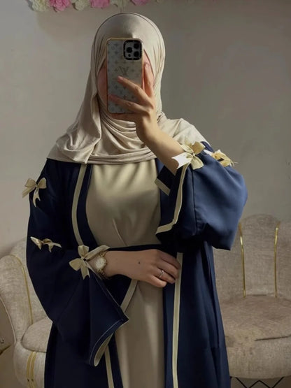 Eid Muslimischen Bogen Abaya Frauen Kleider Jalabiya Vestidos Largos Split Hülse Ramadan Marokko Dubai Lange Robe Party Islam Kaftan 2025