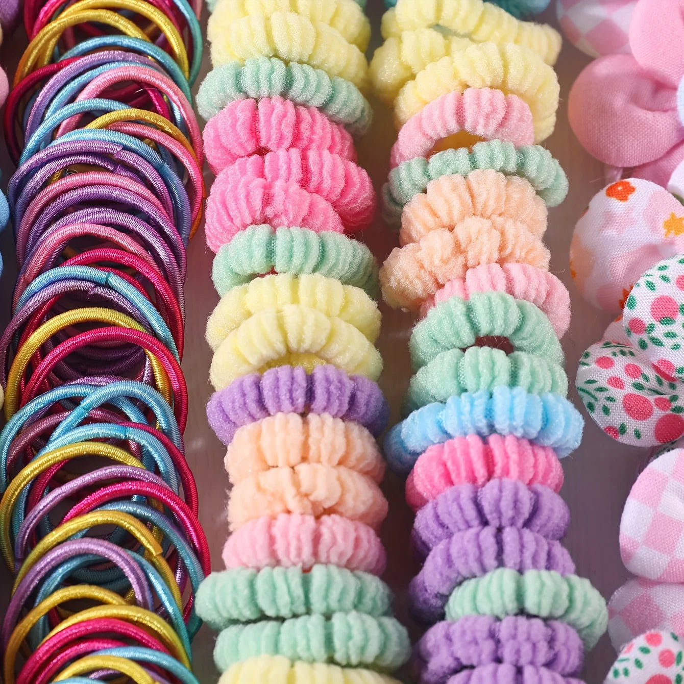 310pcs Hair Accessories Set for Women Colorful Elastic Hair Ties Printed Flowers Hair Bands Girls Sweet Rubber Bands Headbands.