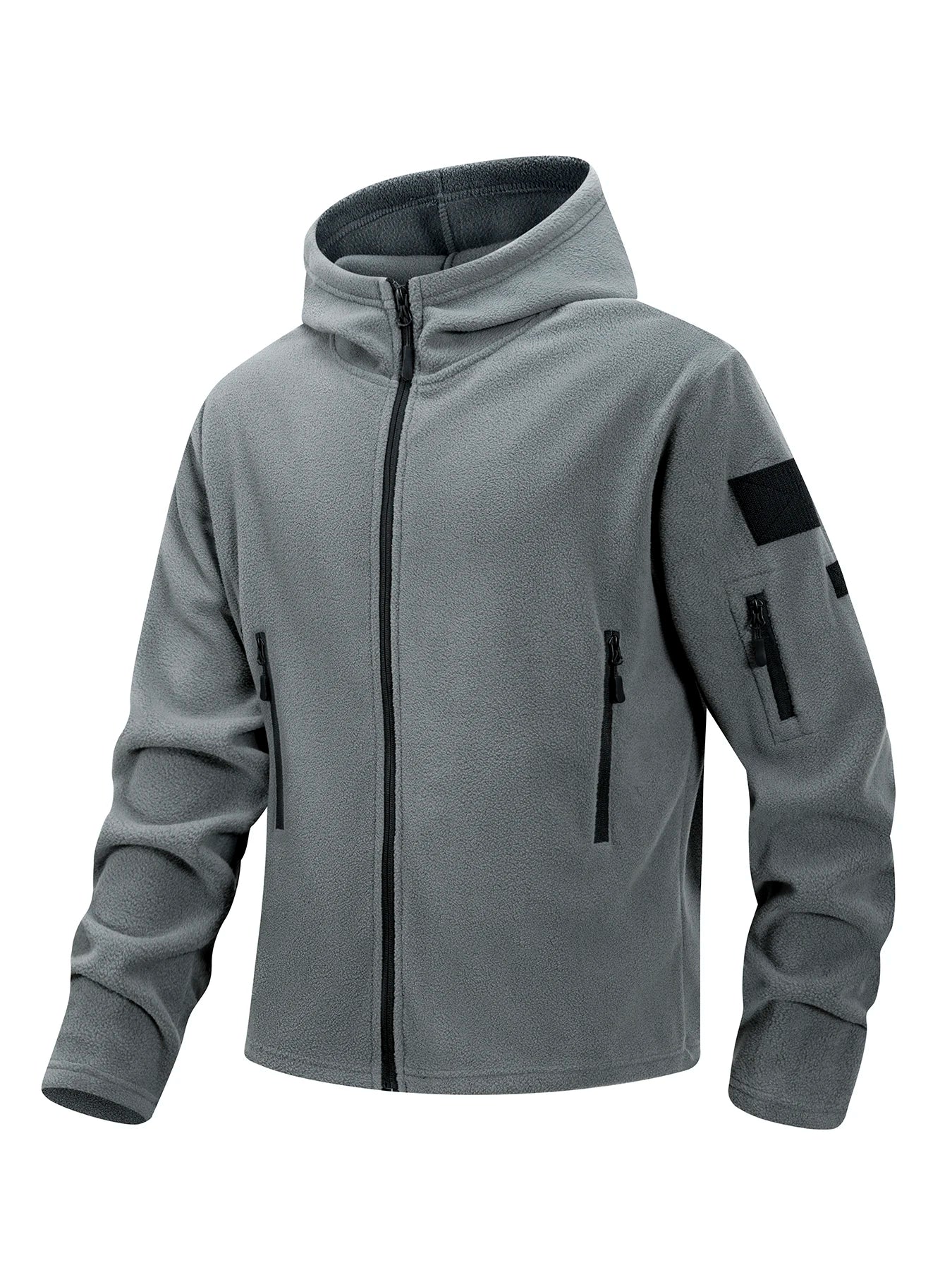 Men's Polar Fleece Zipper Hooded Jacket Autumn Winter Thermal Warm Work Coats Full-Zip Up Windproof Outdoor Hoodie Sweatshirt