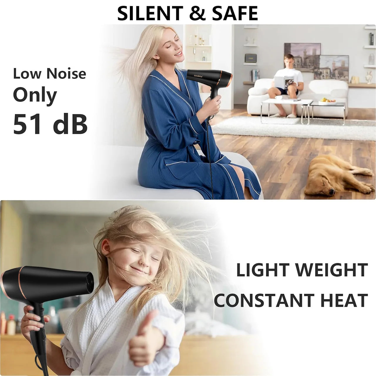 6-Level Professional Hair Dryer Salon Industrial Grade Quick Drying High Temperature Hair Styling Tool Barbecue for Home