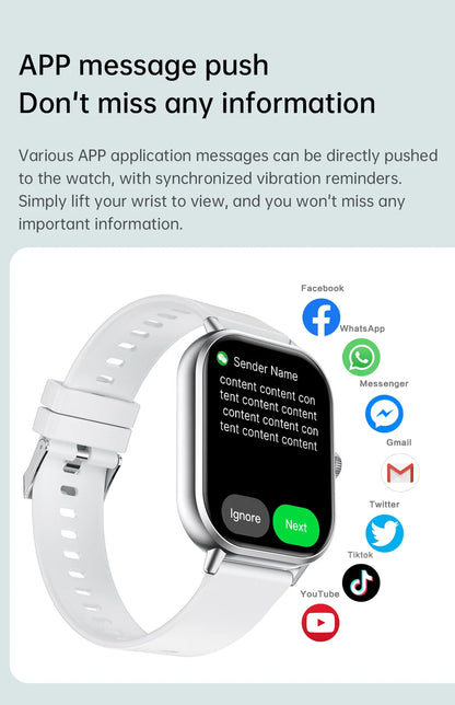 2025 2.01'' Smart Watch Bluetooth Call Play Music Smartwatch Fitness Clock Sport Waterproof Watches for Men Women iPhone Android.