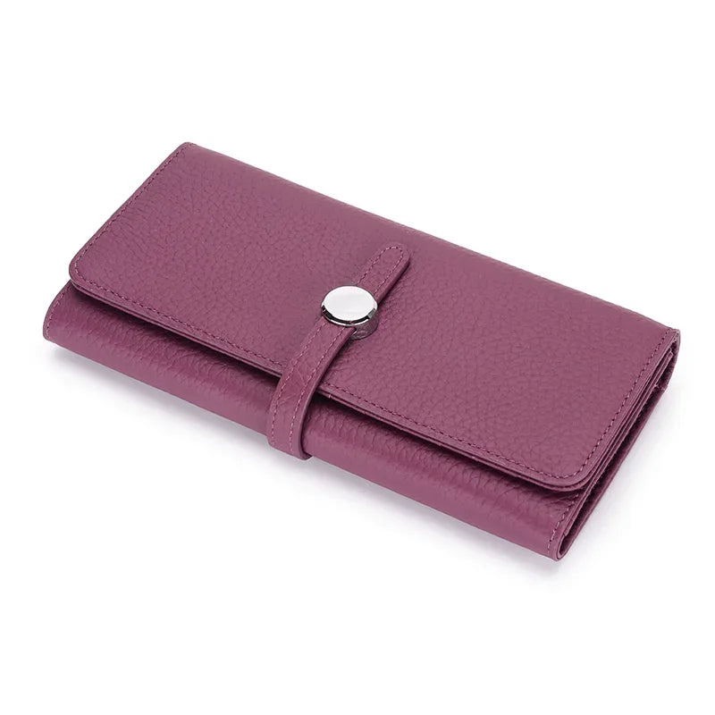 Genuine Leather Wallet Women Long Clutch Fashion Luxury Brand Ladies Purses Card Holder Zipper Coin Pocket High Quality Billfold