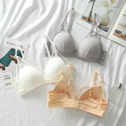 Sexy Women Bra Wire Free Brassiere Push Up Lingerie French Triangle Cup Bra Underwear Thread Top Female Intimates Bralette.