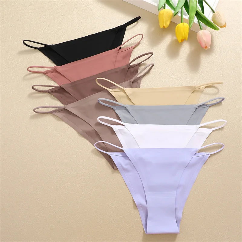 3Pcs/Set Women Seamless Panties Sexy Ultra-thin Briefs Female Ice Silk No Trace Underwear Low Rise Solid Color Soft Lingerie.