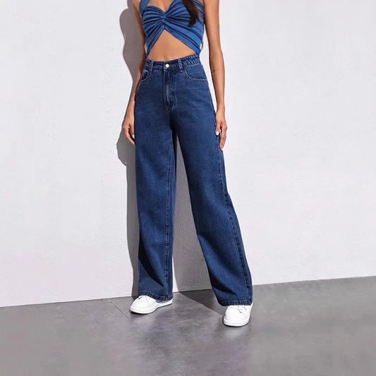 High Waist Loose Fit Straight Leg Jeans Women's Casual Summer New Style Cross-Border EBay Denim Pants High Waist Jeans.