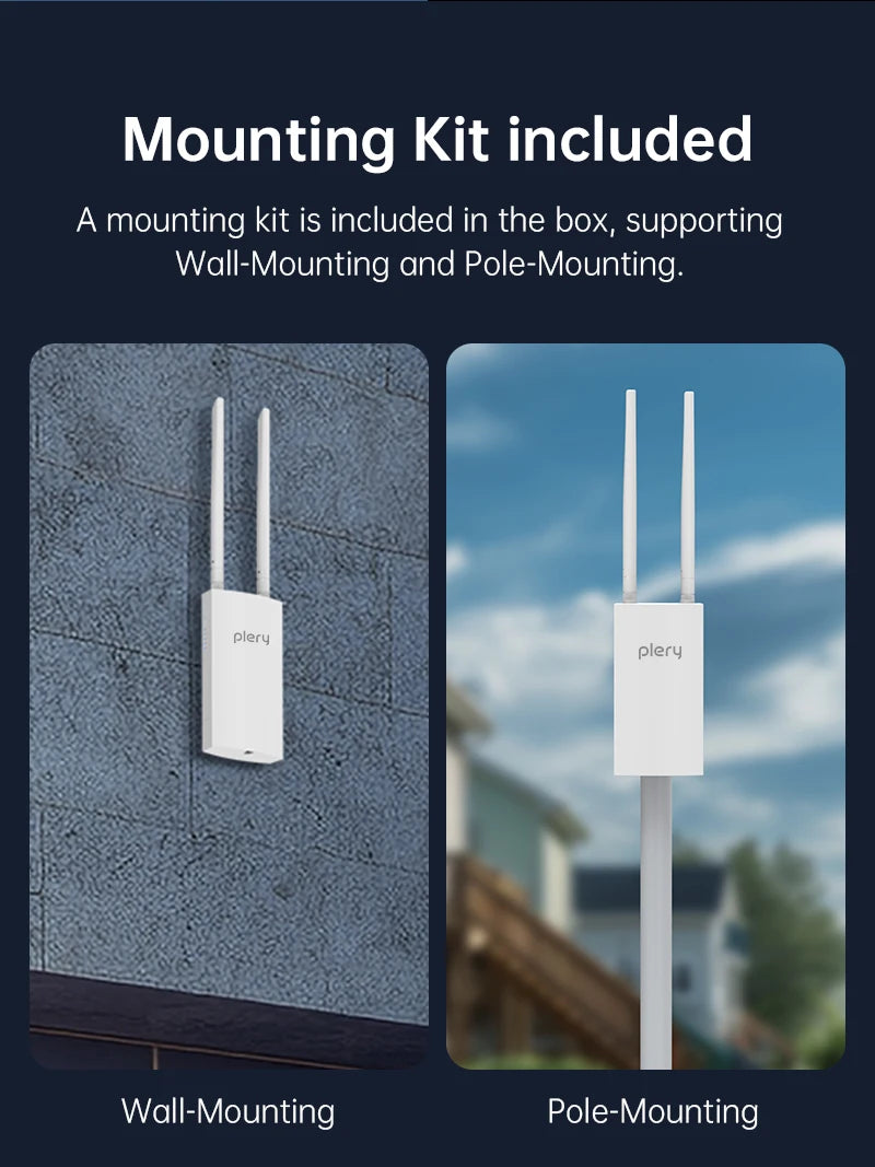 Plery IP66 CAT4 AX300 4G Router WiFi6 Outdoor Router For IP Camera/CPE 300Mbps Global LTE Router POE/DC Power 2*5dBi Antennas