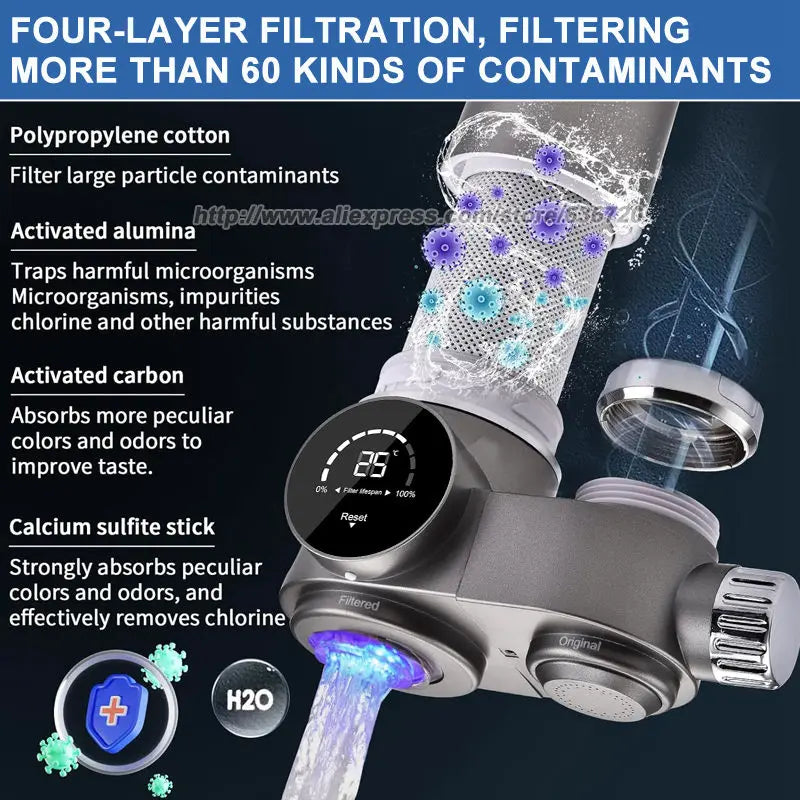 Faucet Mount Water Filter,with UV Light and LED Display Tap Water Purifier, Reduces Lead Chlorine Heavy Metals.