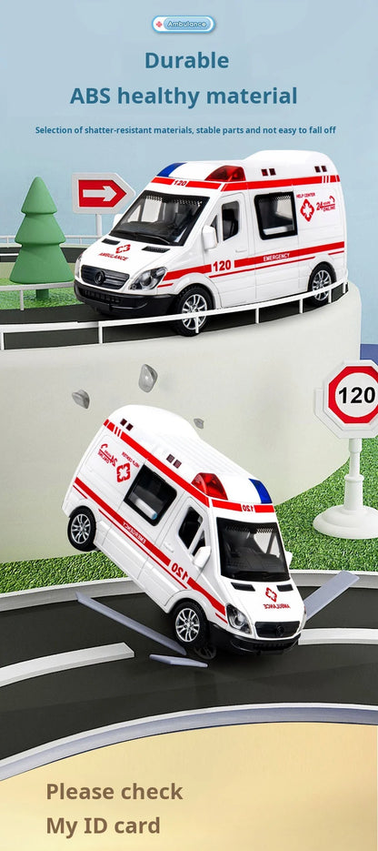 1:32 Mini Alloy Car Diecast Ambulance Fire-Truck Policecar Model Sound And Light Vehicle Simulation Collection Gifts Toys Boys.